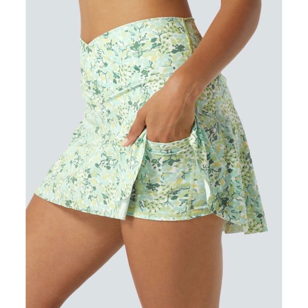 Halara Everyday Crossover Pocket 2-in-1 Tennis Skirt-Lucid Sz XL Womens Green Fl